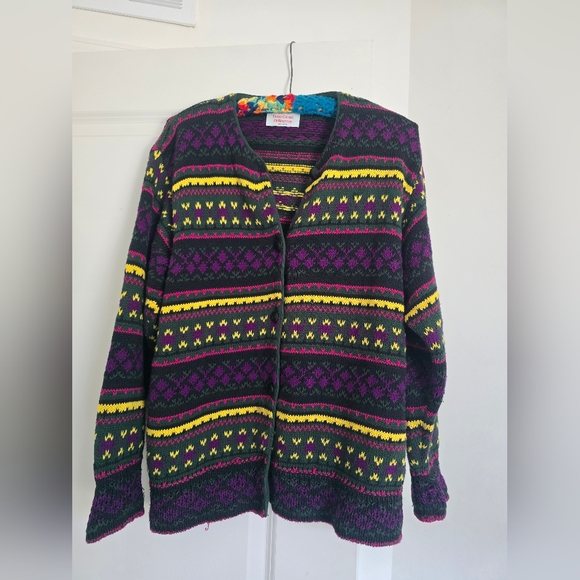 United Colors Of Benetton Sweaters - Vintage Benetton Cardigan 90s Colorful Knit Sweater Made in Italy Size M
